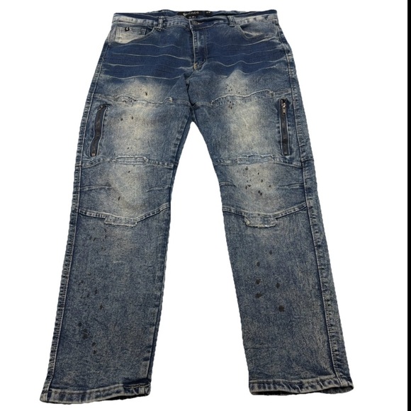 Rocawear Y2K Jeans Mens 38” Dark Blue  Skinny Distressed Grunge Streetwear Skate - Picture 1 of 10